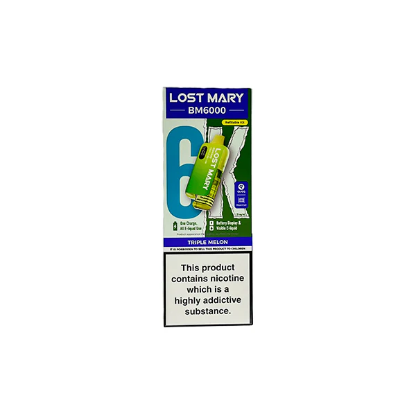 20mg LOST MARY BM6000 Refillable Pod Kit - 6000 Puffs - Image 19